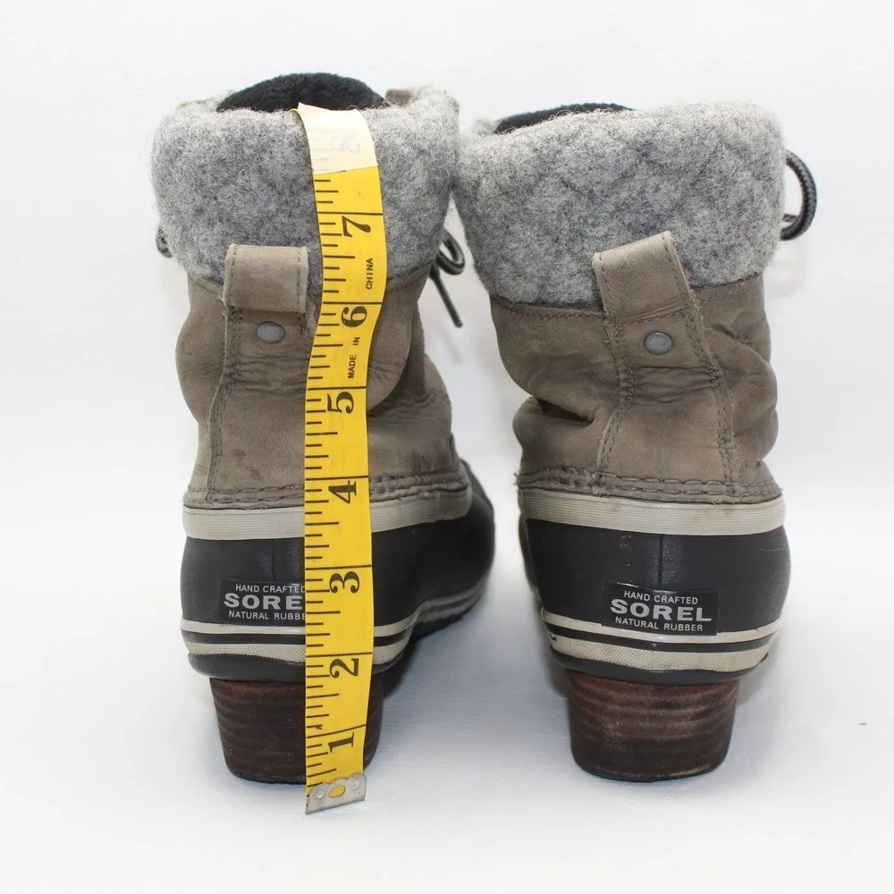 Sorel Slimpack II Lace Waterproof Duck Boots Leather Suede Gray NL2348-052 Sz 10